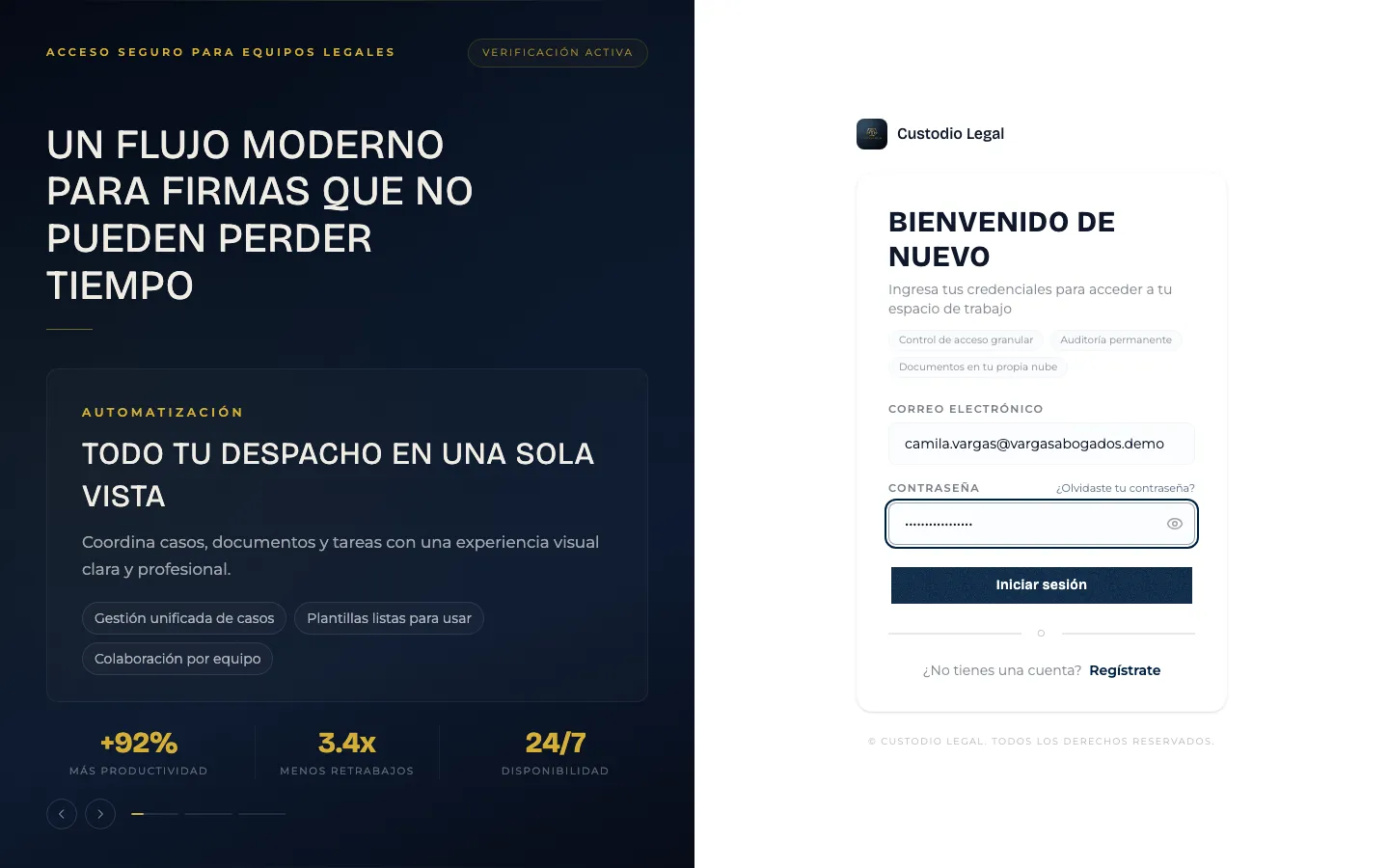 Formulario de ingreso completo
