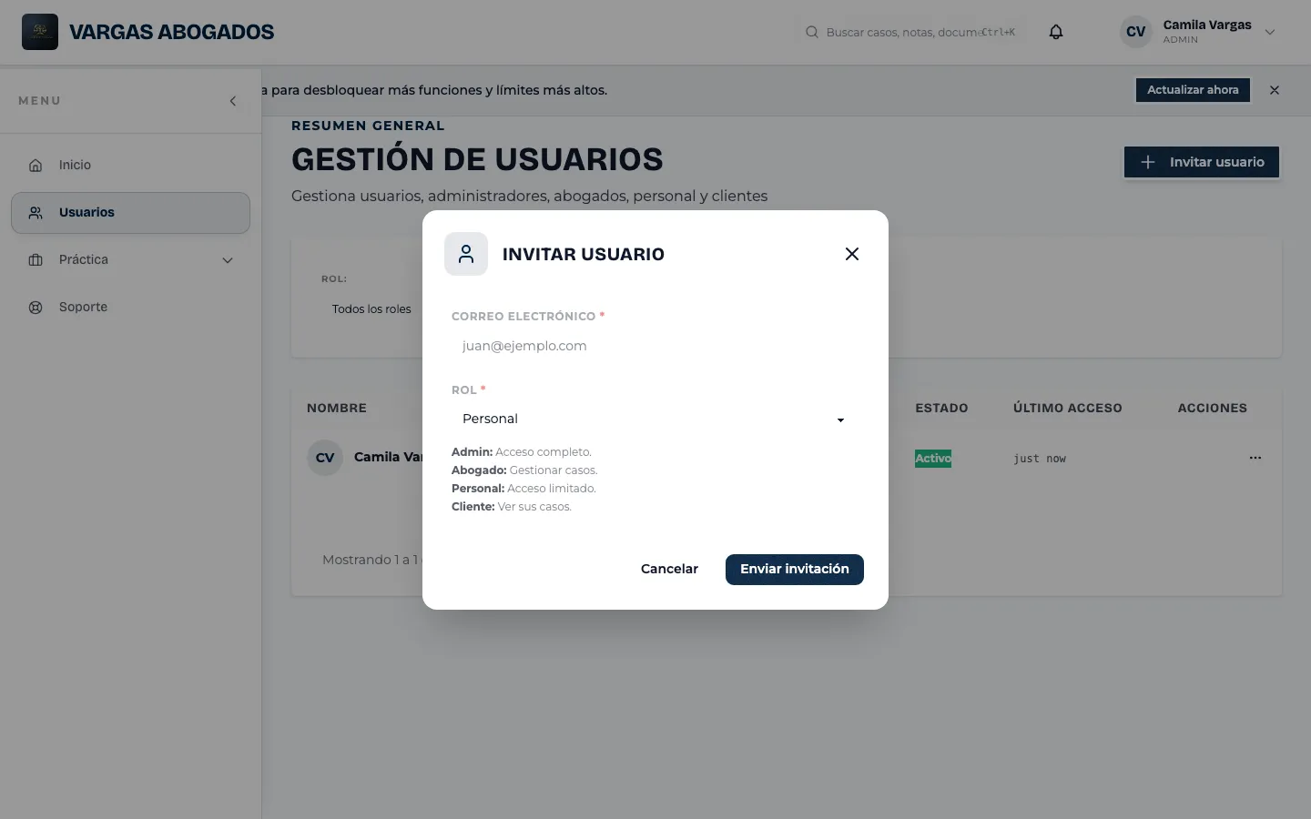 Formulario de invitación