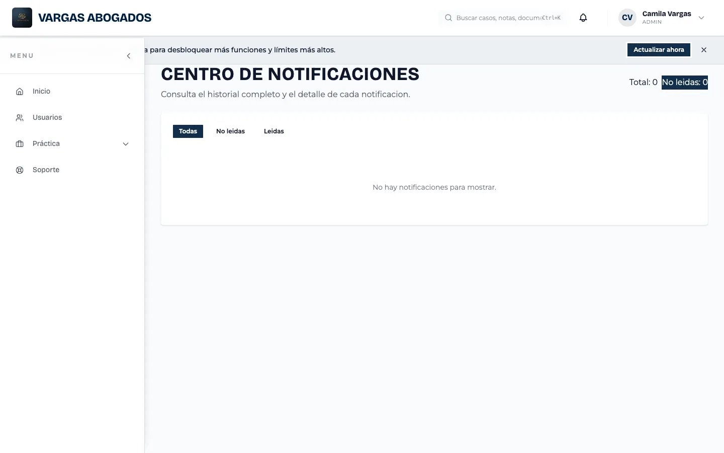 Centro de notificaciones