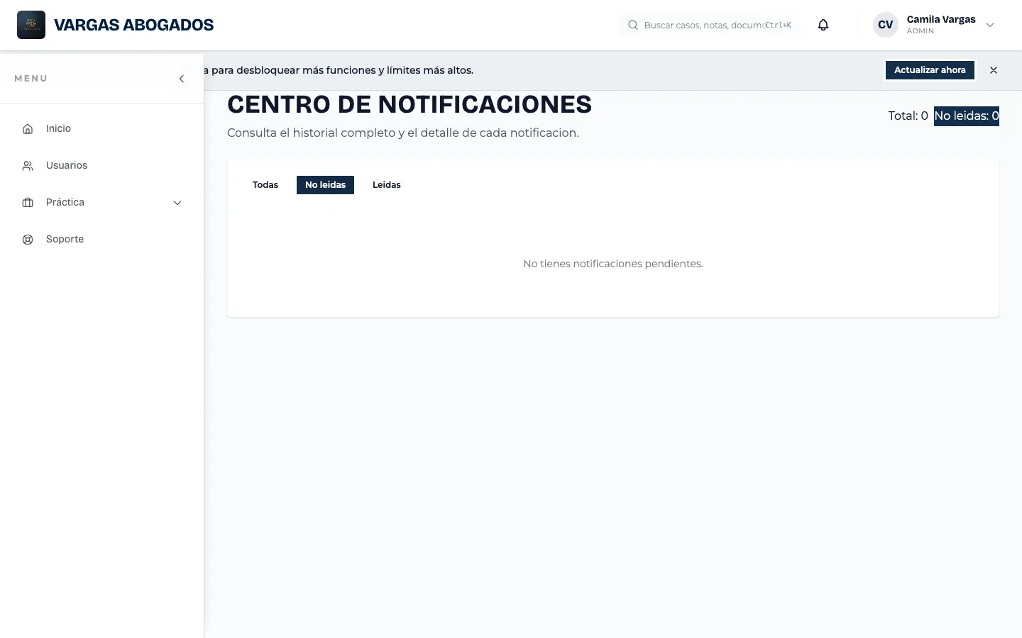 Filtro de notificaciones no leídas